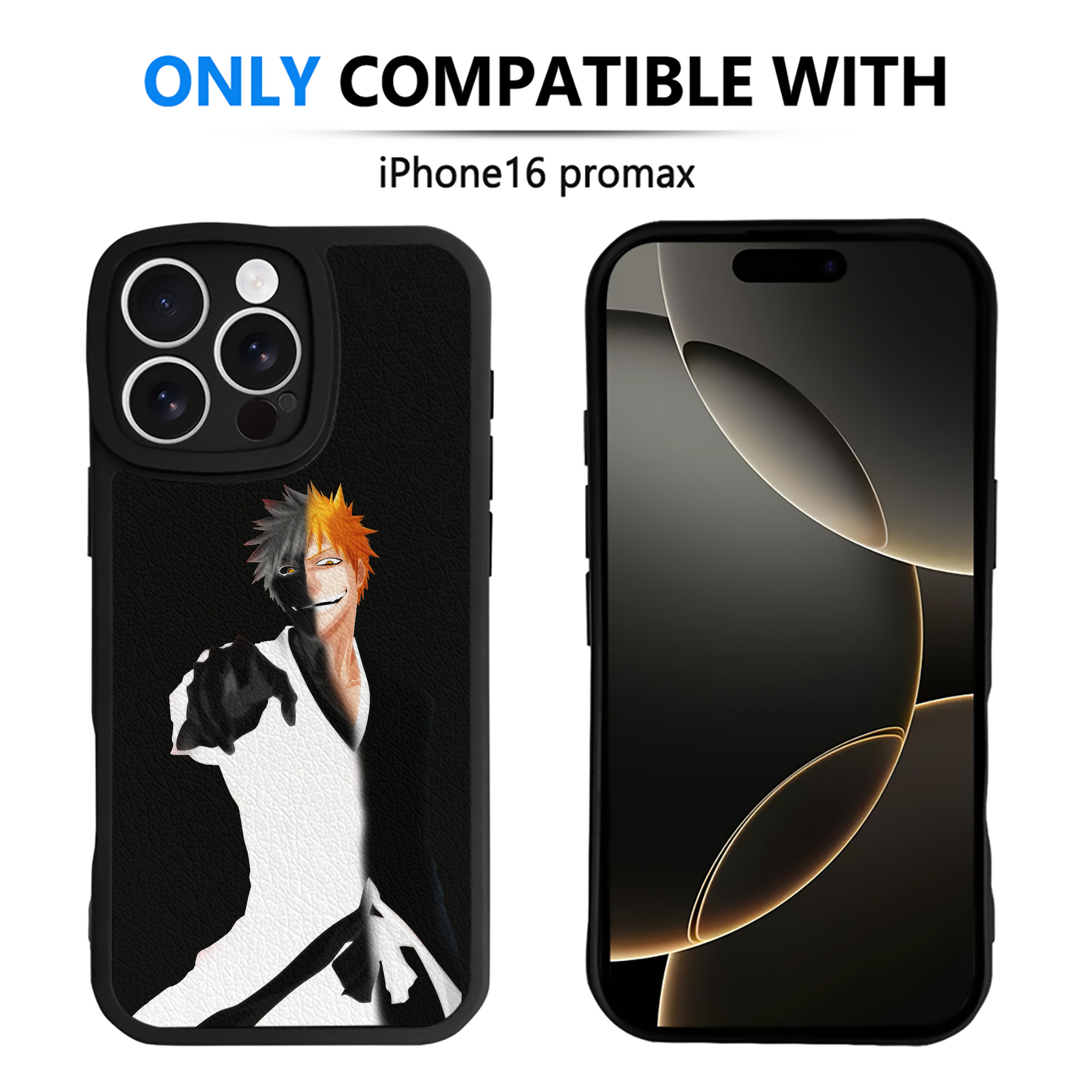 ブリーチ 黒崎一護（くろさき いちご）BLEACH Kurosaki Ichigo 【iPhone 16シリーズ対応】シリコンスマホケース（レザー調） 材質：シリコン